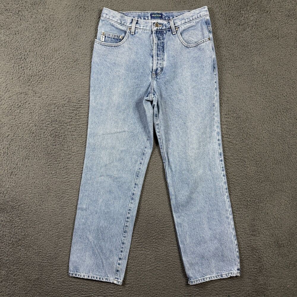 Vtg Guess Jeans Mens 32 (Fits 29x29) Blue Straight Fit Button Fly Light Wash Y2K